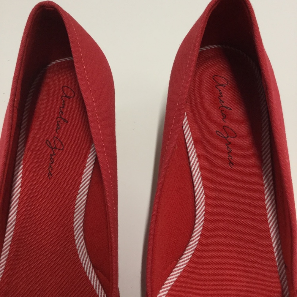 Amelia Grace Peep toe Wedge Red/Tan - SZ 8.5 - Picture 5 of 13
